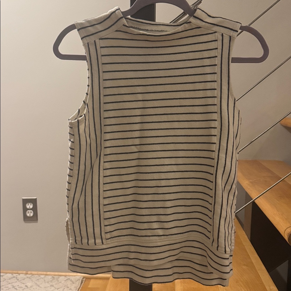Madewell white and Black Striped Top